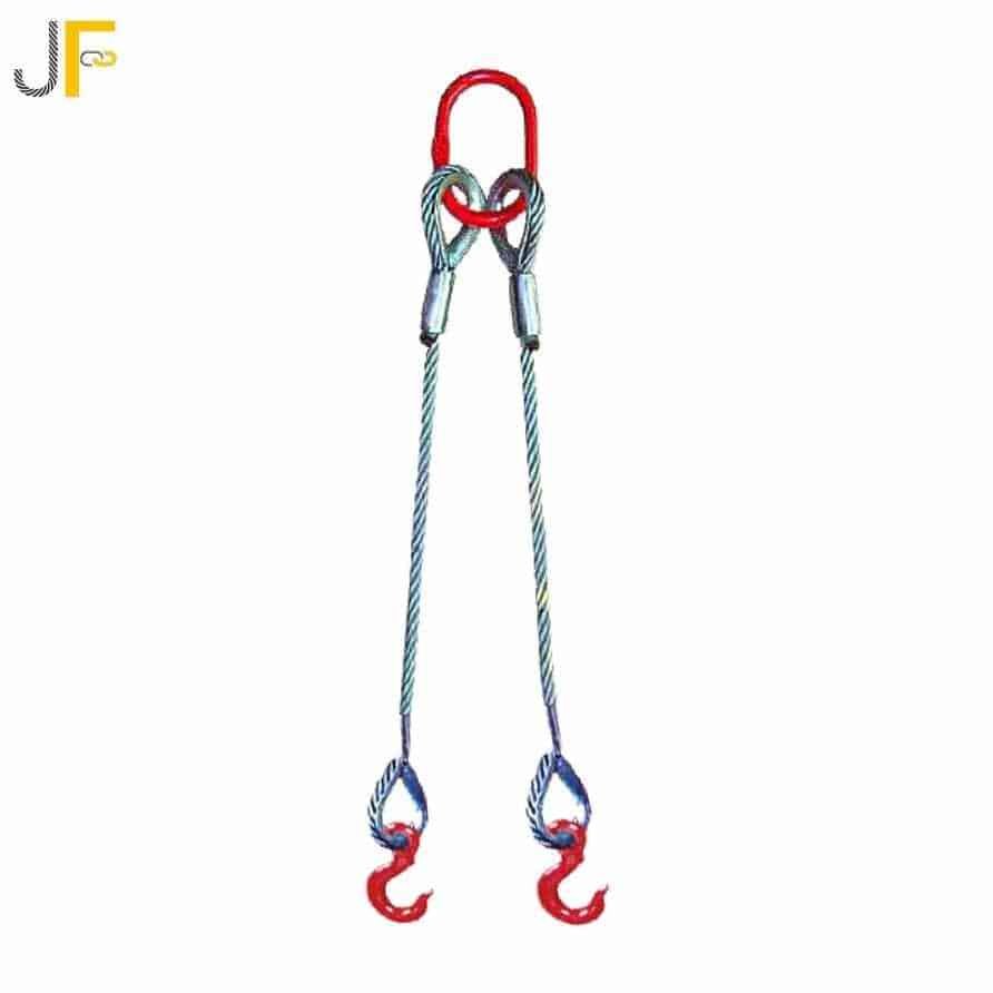 JF Brand 2-leg bridle wire rope sling with hook