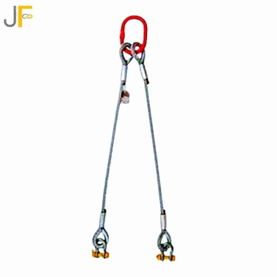 PERMALOC SLING,STEEL ROPE,2-LEG HOOK,1/4X8FT - Wire Rope Slings