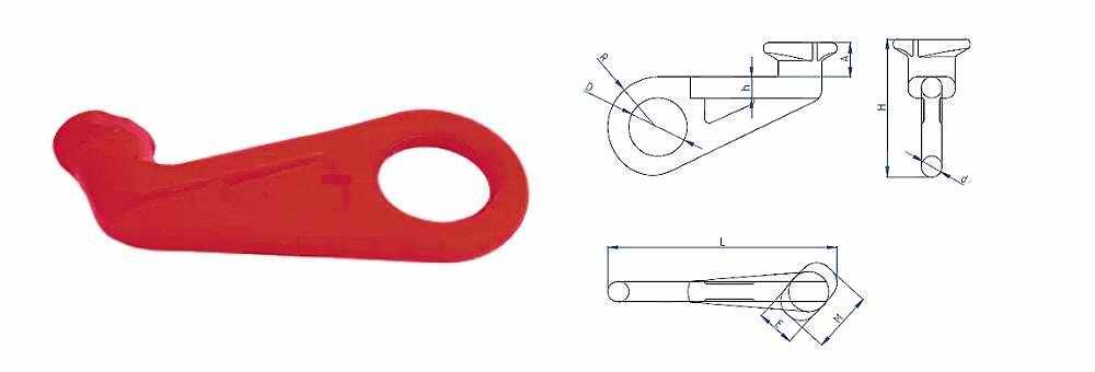 Left 45° container hook size chart