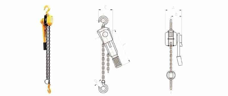 lever chain hoist dimensions